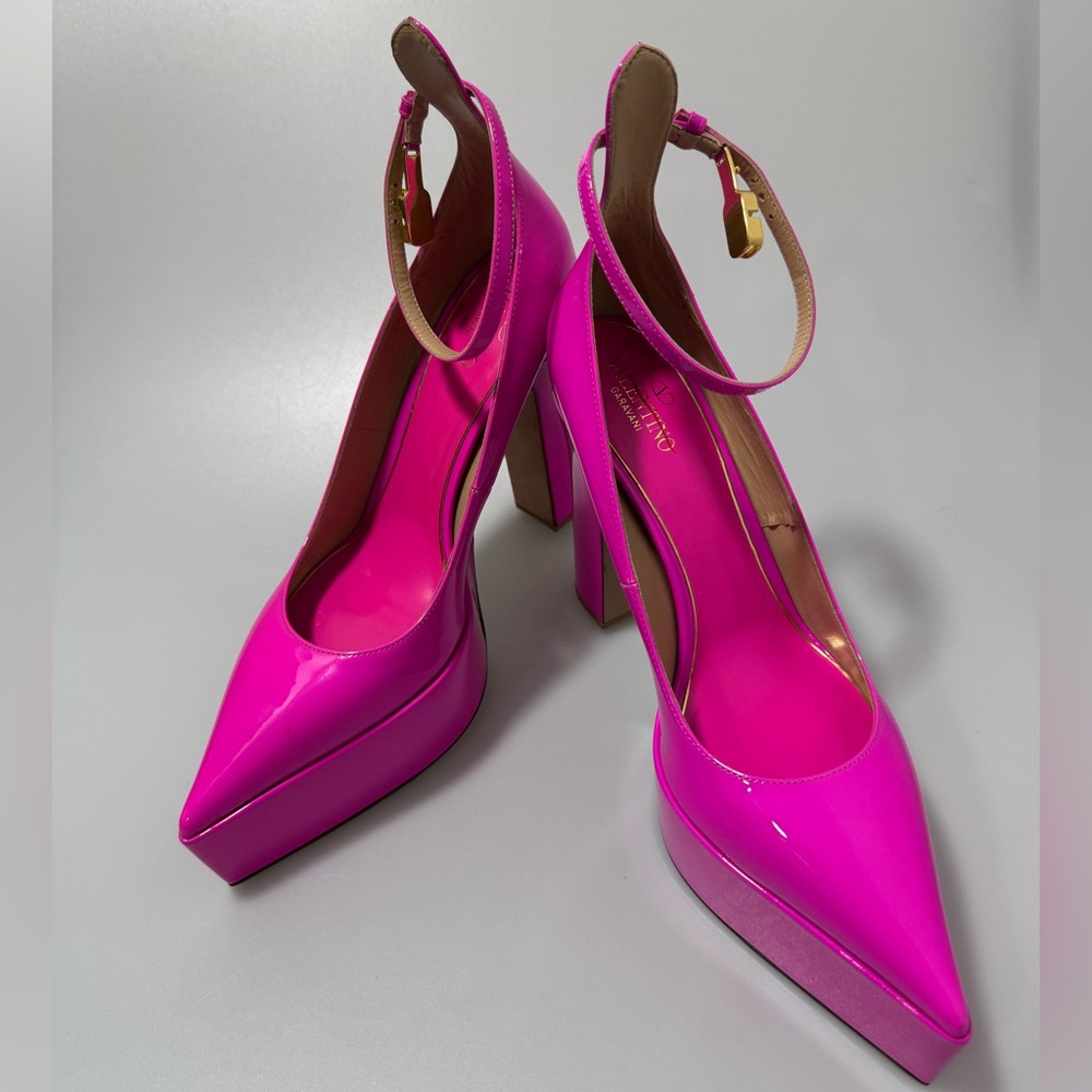 Valentino Garavani Pink Tan-Go Platform Heels Women’s Size EU 39/US 9 - Picture 2 of 10